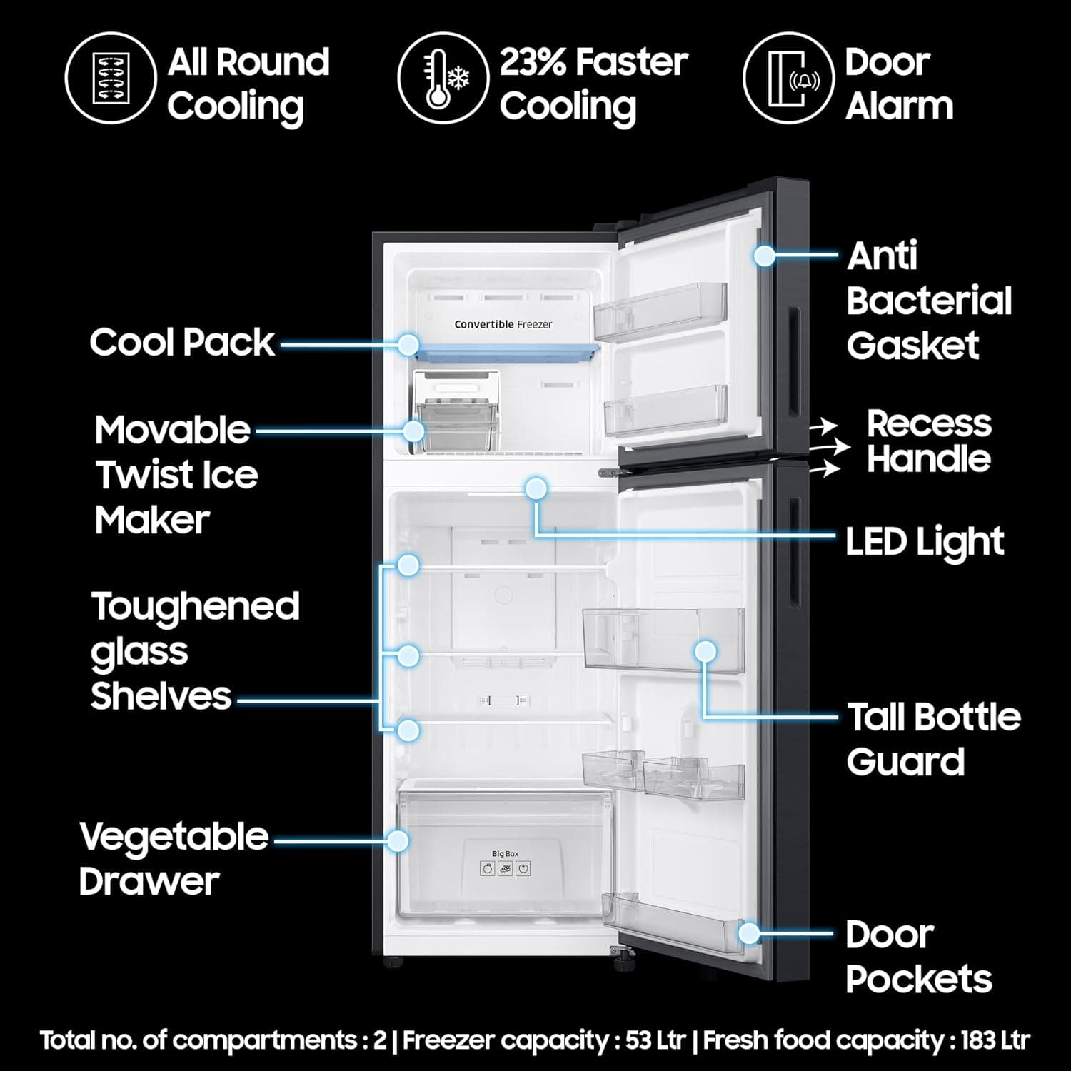 236L 3 Star Double Door Refrigerator preview 4