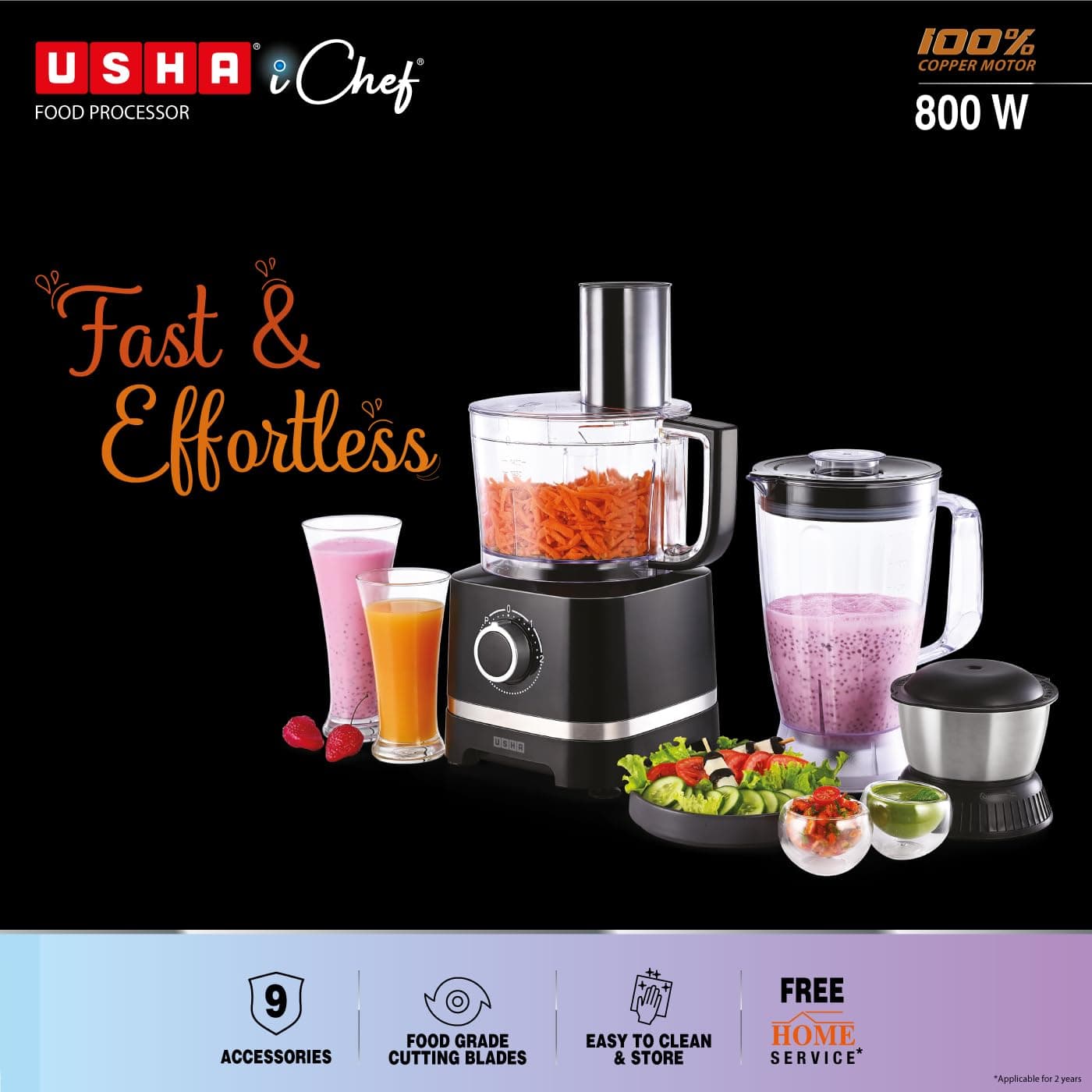 USHA ICHEF FOOD PROCESSOR 800W BLK preview 5