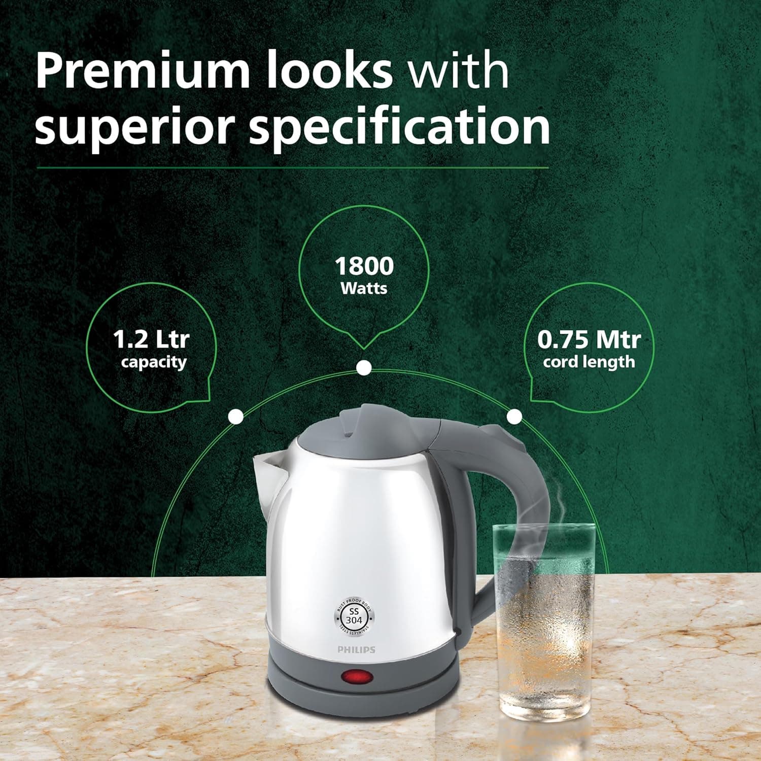 PHILIPS ELECTRIC KETTLE HD9363/02 STAINLESS STEEL preview 3
