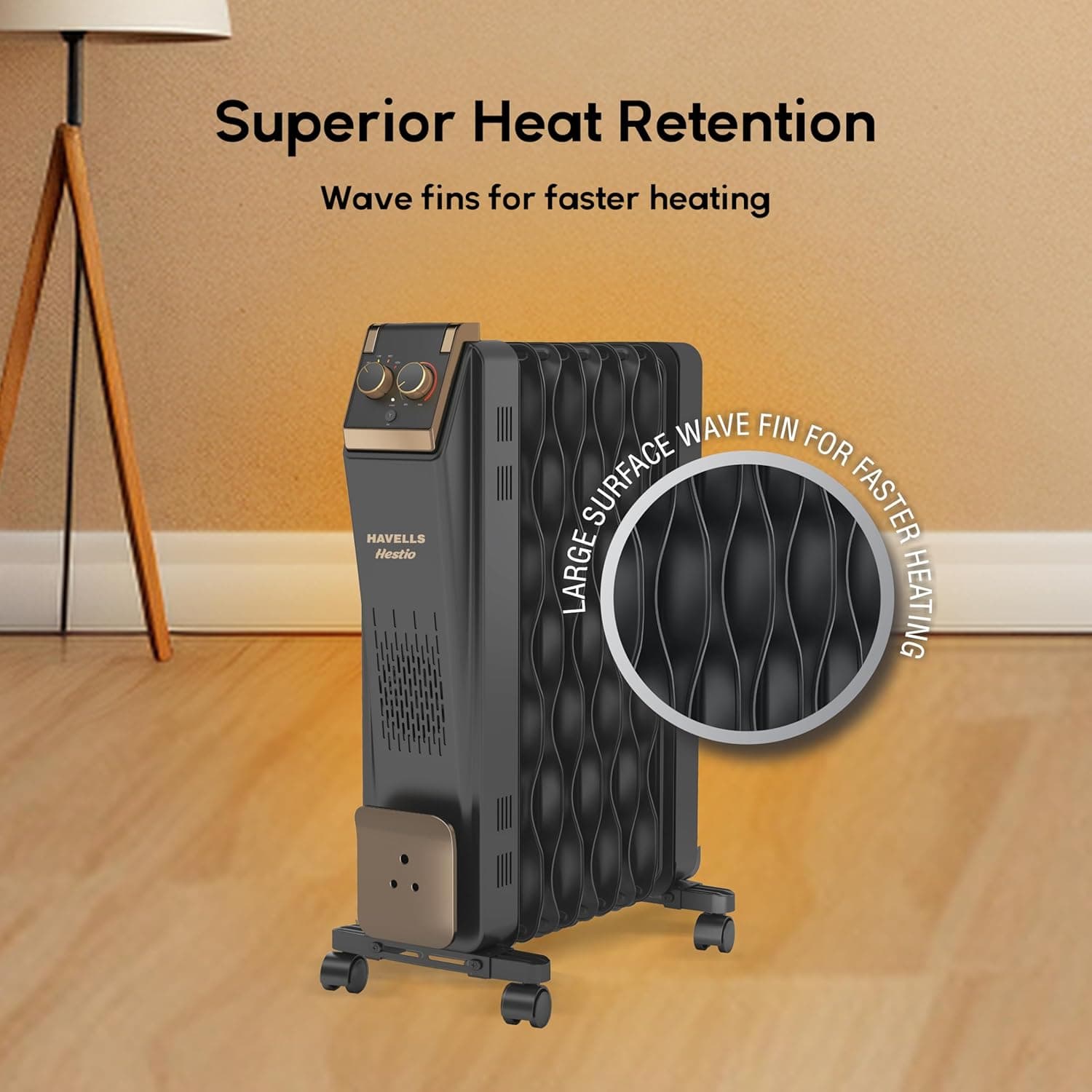 HAVELLS HEATER HESTIO BLK 9 WAVE FIN 2400W preview 5