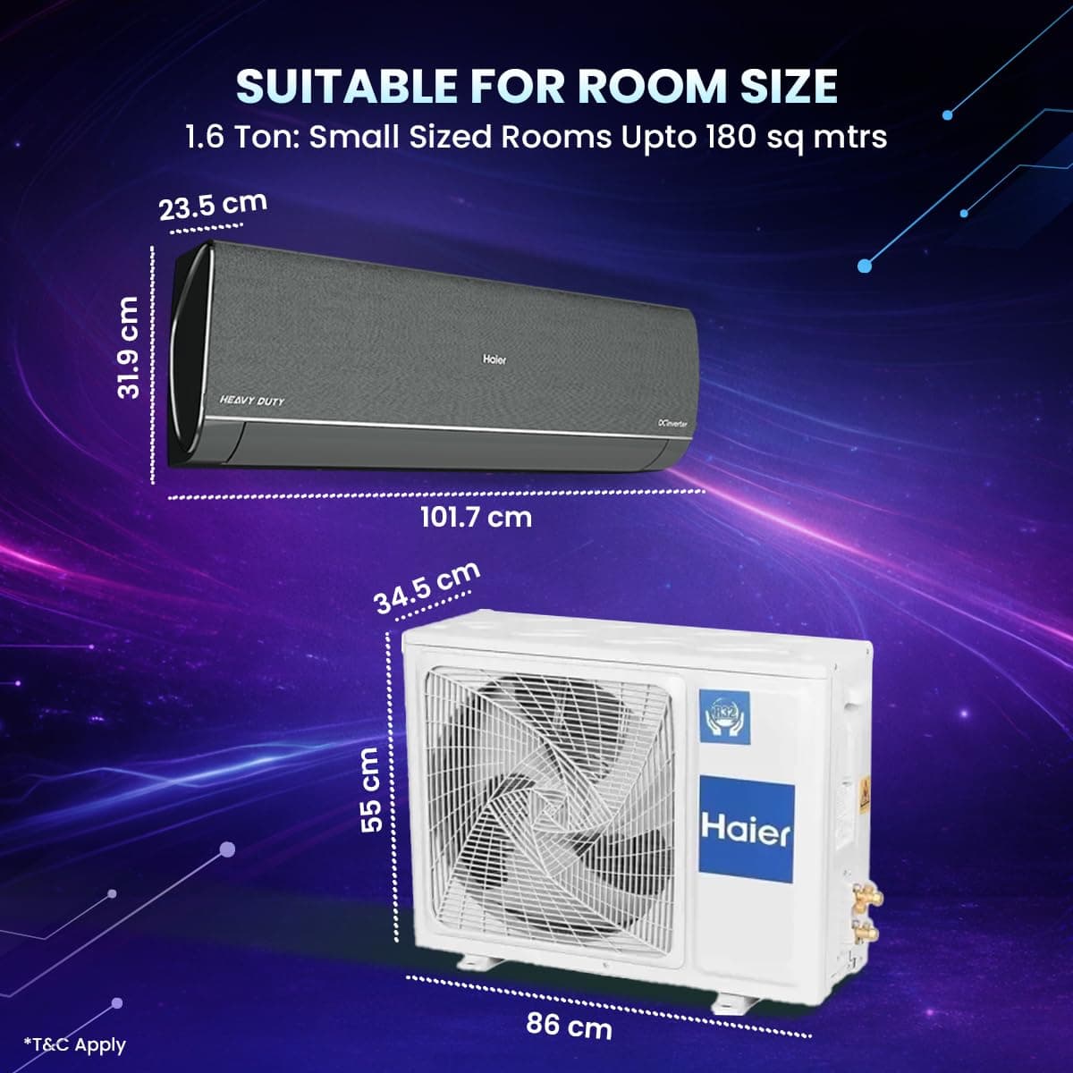 HAIER INVERTER SPLIT AC 1.6T 5* HS19G-MZAIP5BN I/D preview 2