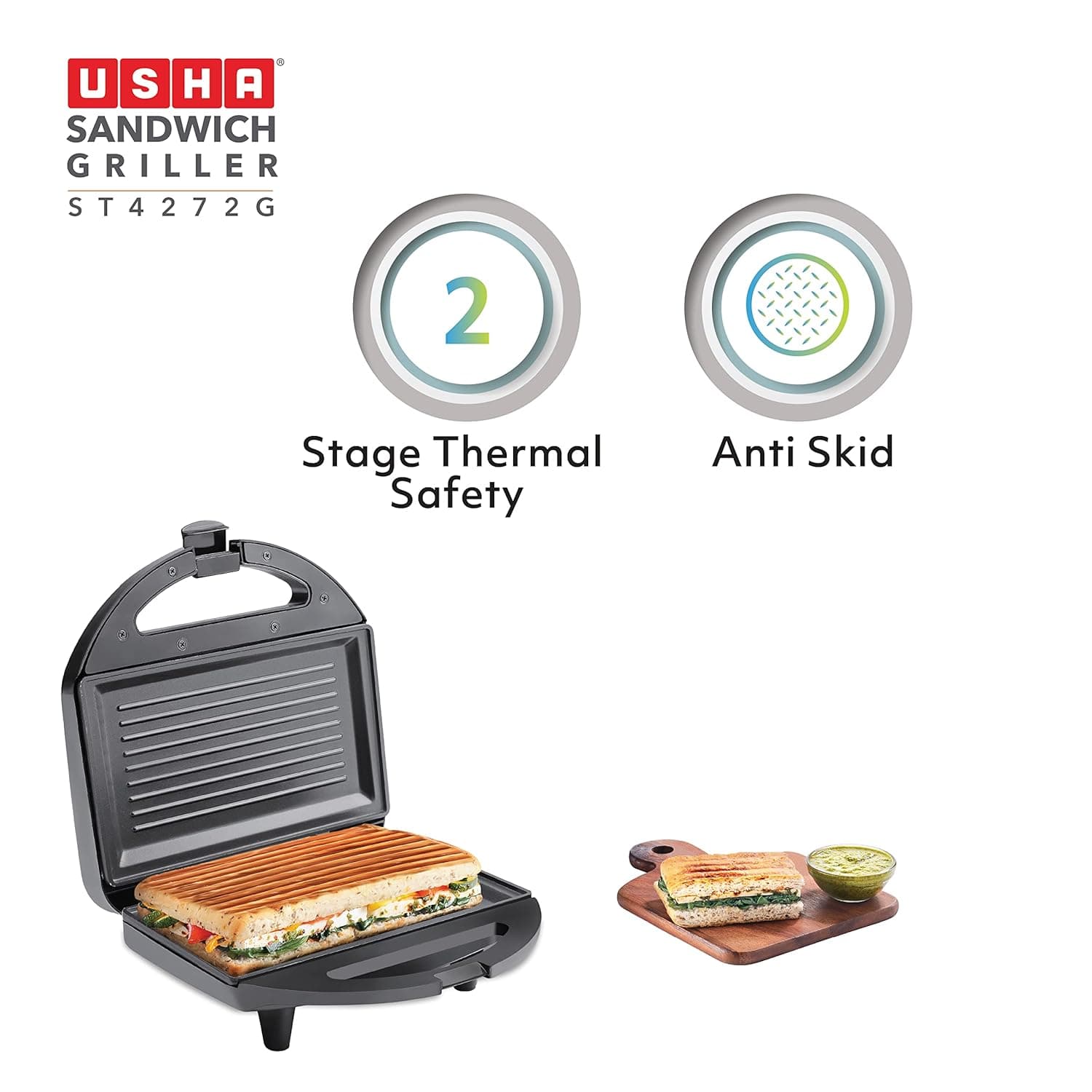 USHA SANDWICH TOASTER ST4272 T BLACK preview 4