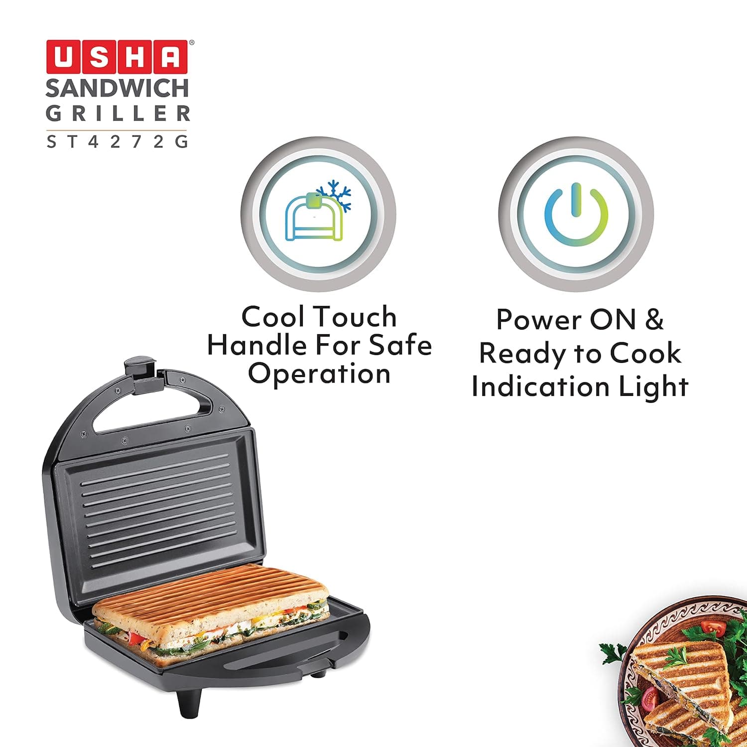 USHA SANDWICH TOASTER ST4272 T BLACK preview 2