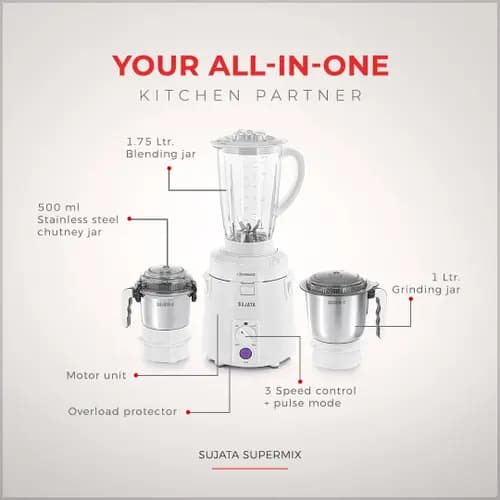 SUJATA SUPERMIX 900 WATT 3 JAR MIXER GRINDER preview 5