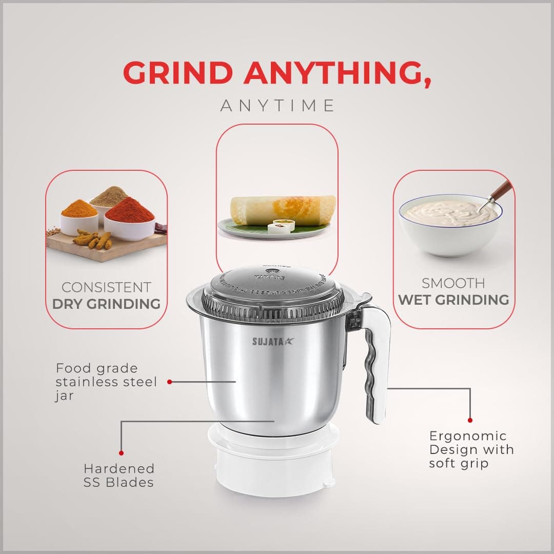 SUJATA MULTIMIX JUICER MIXER GRINDER 900 WATTS DOUBLE BALL preview 3