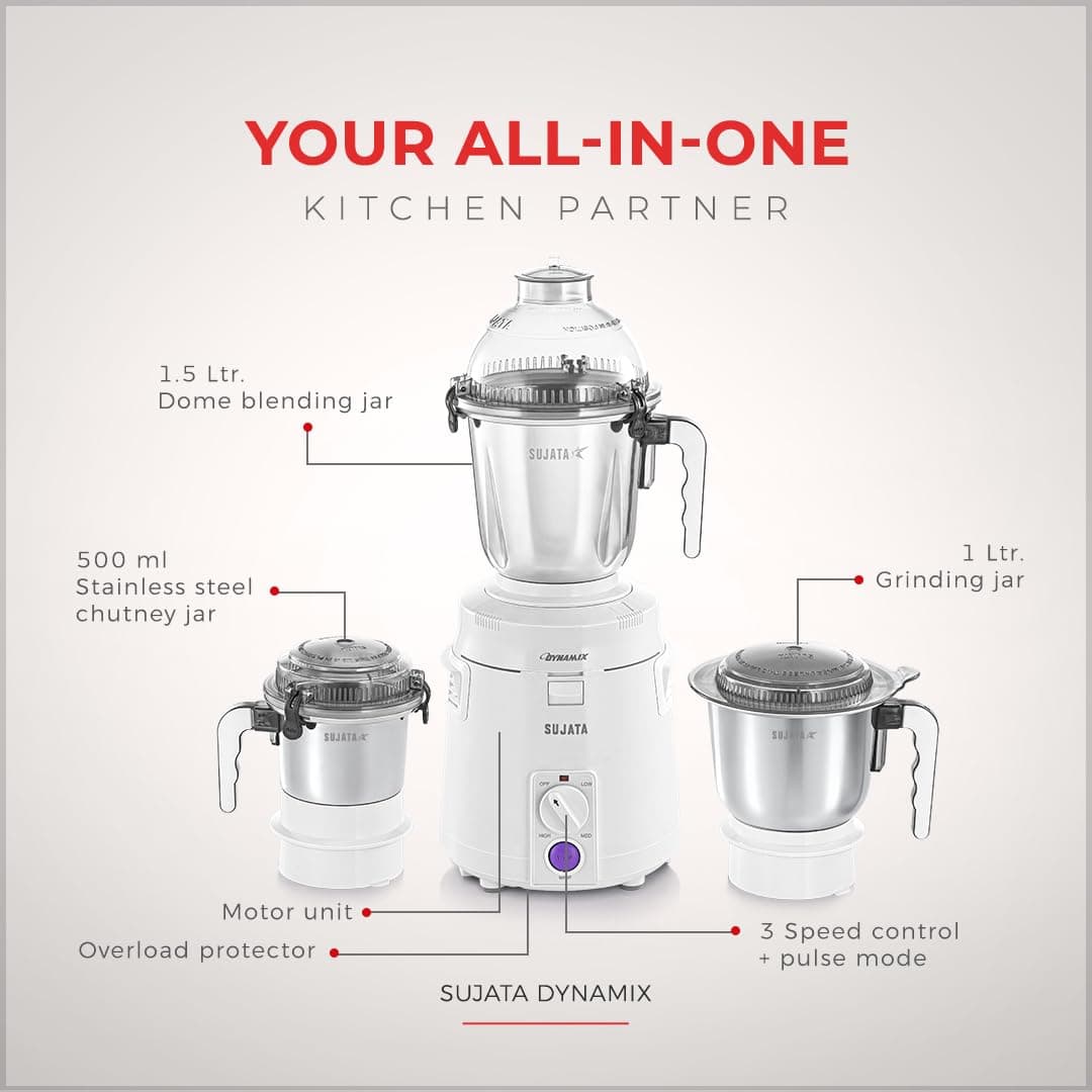 SUJATA DYNAMIX 900 WATT MIXER GRINDER preview 6