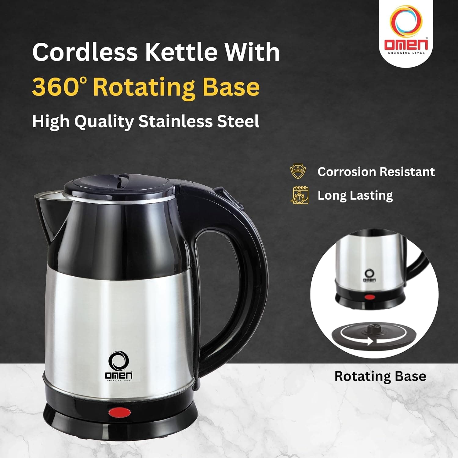 OMEN 1.8 L INSTA ELECTRIC KETTLE 1500W preview 2