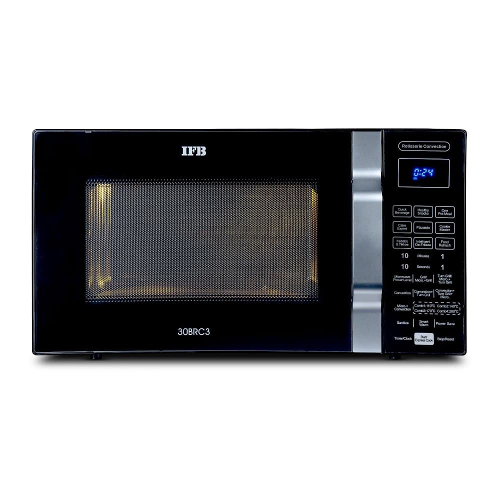 IFB 30BRC3 30L convection microwave oven with rotisserie and dual heaters in black