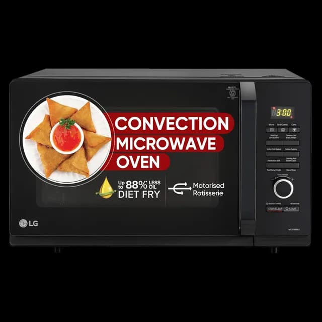 LG MC3286BLU 32L convection microwave oven with Diet Fry and 360-degree motorised rotisserie in black