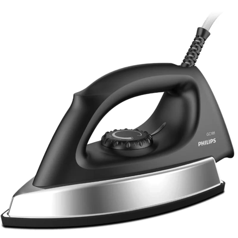 Philips GC181/80 1000W heavy weight dry iron with non-stick soleplate in black