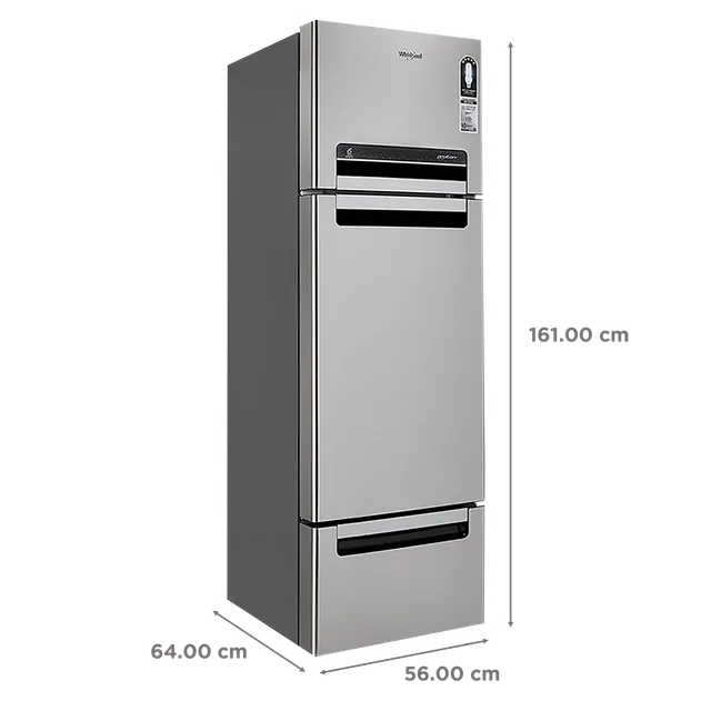 WHIRLPOOL 263D PROTTON RY 215 Litres 5 Star Triple Door Refrigerator Alpha Steel