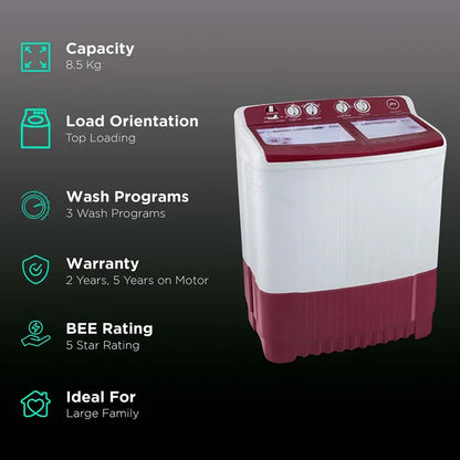 GODREJ WS EDGE 85 5.0 TB3 M WNRD ( 8.5 KG ) Semi Automatic Top Load Washing Machine