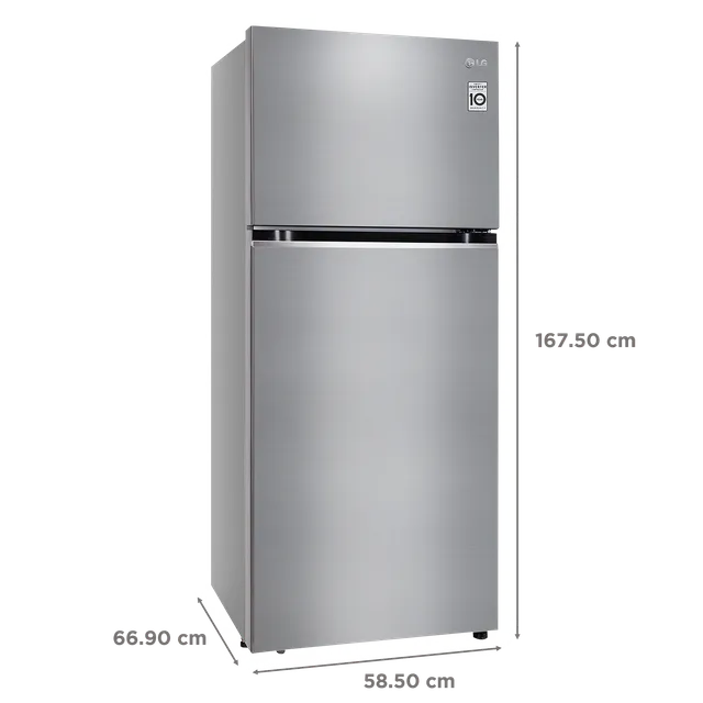 LG GL-S412SPZY 380 Litres 2 Star Double Door Refrigerator Shiny Steel