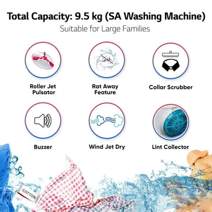 LG P955ASGAZ ( 9.5 KG ) Semi Automatic Top Load Washing Machine