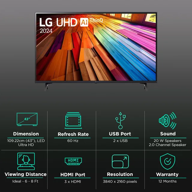 LG 43UT8040LA 109 CM (43 Inch) 4K UHD Smart LED TV