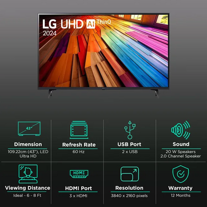 LG 43UT8040LA 109 CM (43 Inch) 4K UHD Smart LED TV