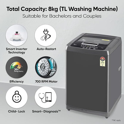 LG T80SPMB1Z ( 8.0 KG ) Fully Autpmatic Top Load Washing Machine