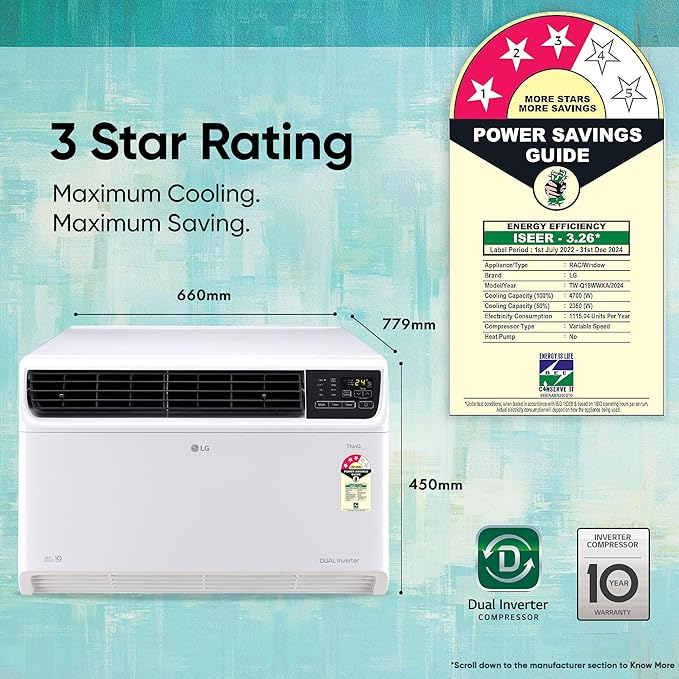 LG TW-Q18WWXA 1.5 TON 3 Star Wifi Window AC