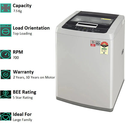 LG T75SKSF1Z ( 7.5 KG ) Fully Automatic Top Load Washing Machine