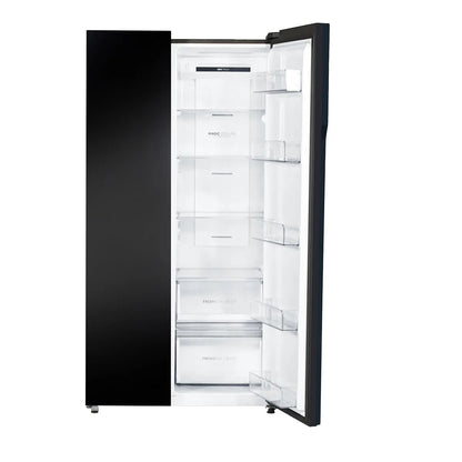 HAIER HRS-682KGU1 602 Litres 3 Star Side By Side Refrigerator Black Glass