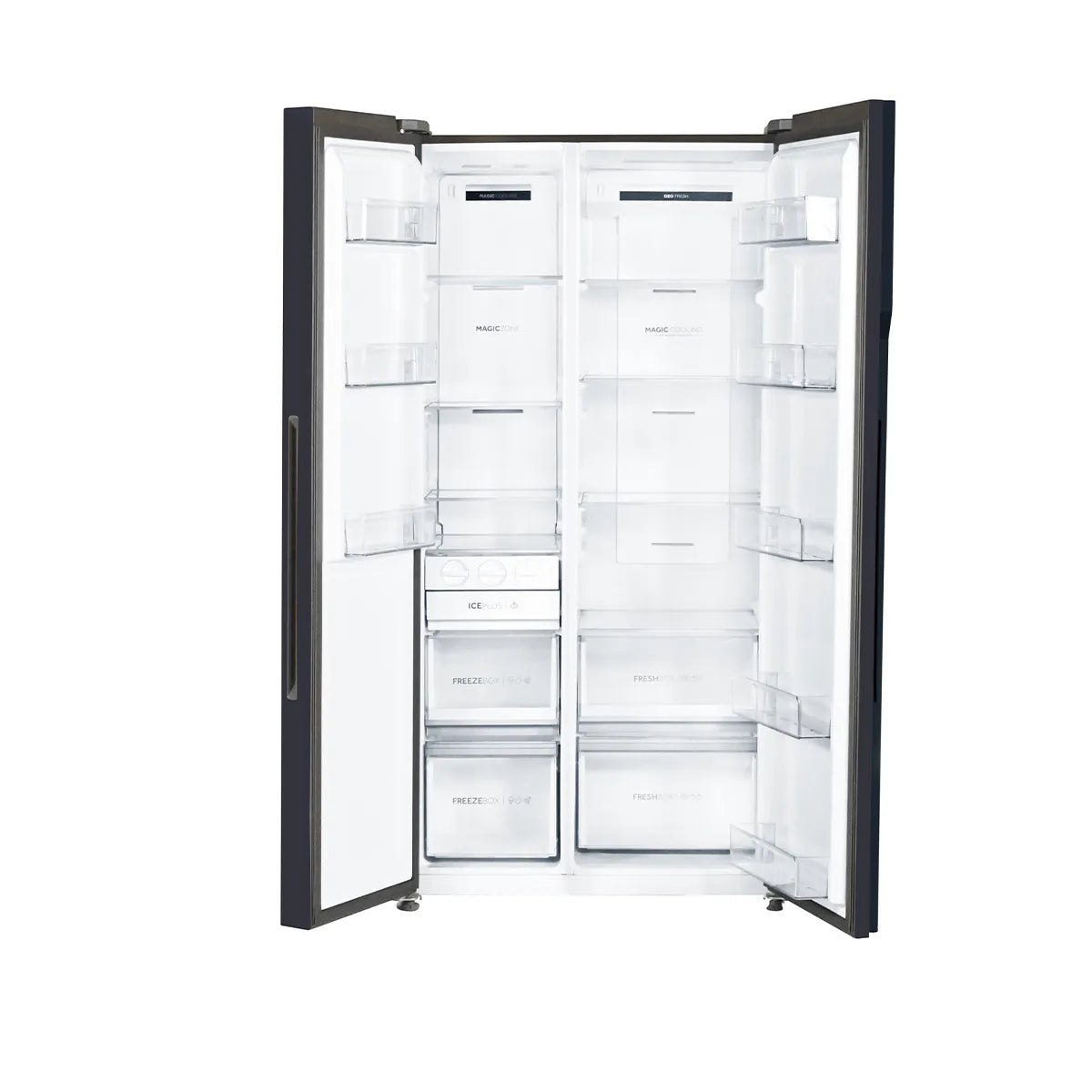 HAIER HRS-682KGU1 602 Litres 3 Star Side By Side Refrigerator Black Glass